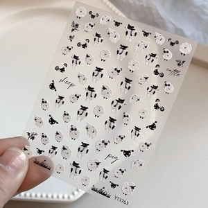 Autocollants d'ongles animaux mignons avec motifs de mouton et cochon pour nail art