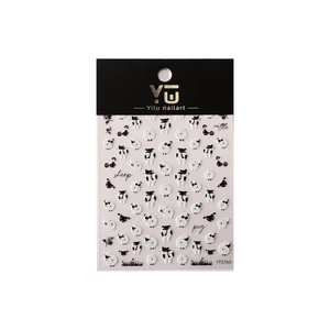 Autocollants nail art 3D gaufrés avec motifs d'animaux mignons noirs et blancs
