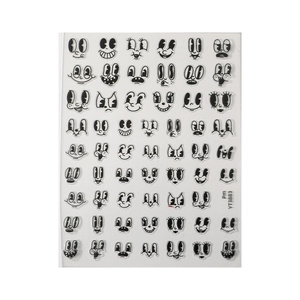 Cute retro cartoon facial expressions nail art stickers with self-adhesive backing