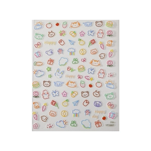 Cartoon rabbit and bear nail art stickers with 3D embossed fruit patterns YT3887