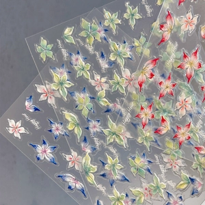 Autocollants d'Art d'Ongle de Fleur en Relief 3D Décalcomanies de Papillon Florales Gelée d'Aurore Plastique Transparent DIY Décoration