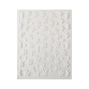 3D embossed floral nail art stickers with white five-petal flowers and petals YT3854