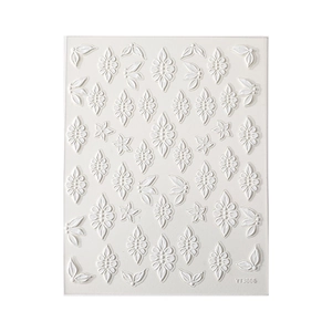 5D embossed white floral nail stickers featuring 3D flower and leaf patterns YT3866