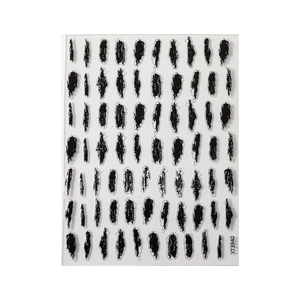 3D Metallic Pinselstrich Nagelaufkleber mit schwarzen Mustern und geprägter Textur