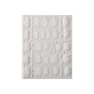 3D white floral embossed nail art stickers with delicate flower and butterfly patterns