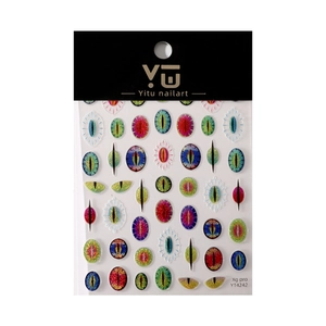 Evil eye nail art stickers with 3D cat eye effect in black retail packaging