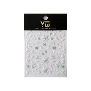 3D embossed lily and butterfly nail stickers with floral designs in pastel colors