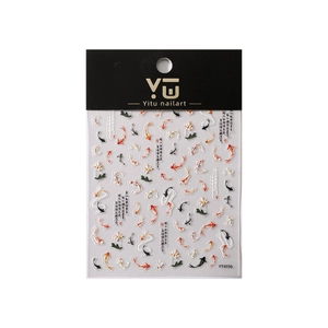 Chinese New Year koi fish 3D embossed nail art stickers with calligraphy design