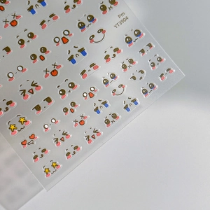 Cute cartoon nail art stickers with various facial expressions and gold stars style YT3904