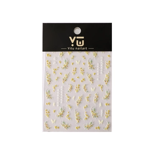3D embossed autumn osmanthus and butterfly nail art stickers with adhesive backing