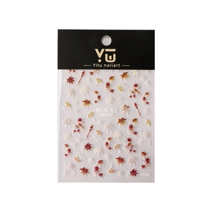 Self-adhesive autumn nail stickers with colorful maple leaf and ginkgo designs