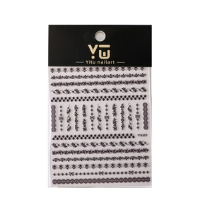 Lace and flower pattern nail art stickers in black 3D embossed style for DIY manicure