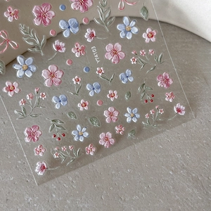 Floral self-adhesive nail art stickers with Monet garden flower and leaf motifs YT4103