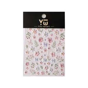 3D floral embossed nail stickers with Monet garden flower patterns for DIY nail art