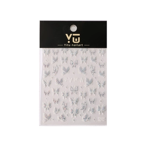 Holographic butterfly nail art stickers set with self-adhesive starlight laser effect
