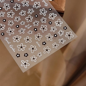 Secret Garden YT4155 nail stickers with black and white floral embossed designs