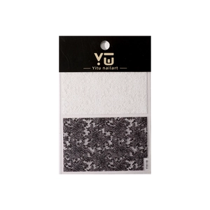 Pegatinas autoadhesivas para uñas con encaje floral en blanco y negro y relieve fino