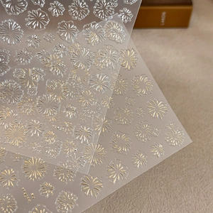 Gold Silver Foil Fireworks Nail Stickers 5D Embossed Plaid Floral Self Adhesive Nail Art Decals Luxury DIY Decoration