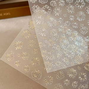 Self-adhesive 3D embossed nail art stickers with gold and white fireworks patterns