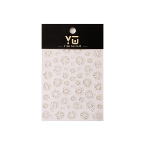 Self-adhesive white and gold fireworks nail art stickers for elegant manicure decoration