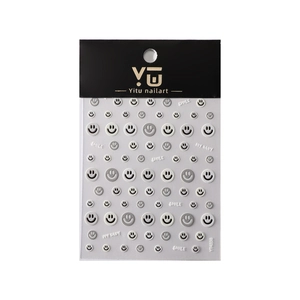 3D embossed smiley face nail art stickers with various expressions and text for DIY manicure