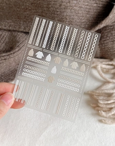 Détails d'autocollants pour ongles à texture tricotée 3D avec motifs de pull d'hiver