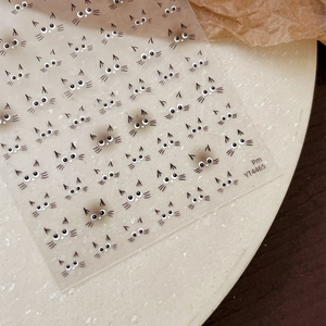 Adesivi per unghie con gatti neri e occhi grandi, decorazioni sottili, modello YT4465