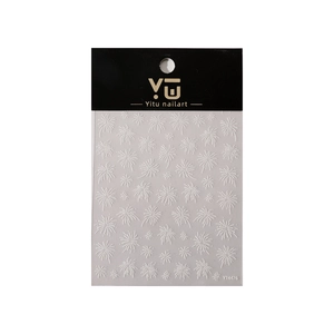 3D embossed white fireworks nail art stickers with adhesive backing on paper card YT4476