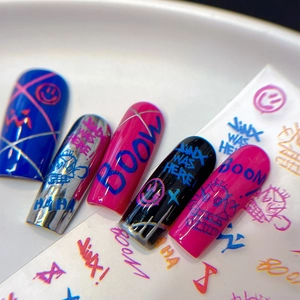 Graffiti style nail stickers and press-on nails inspired by Arcane Jinx street art