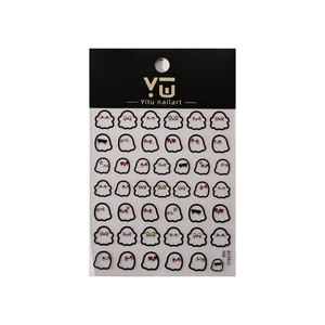 Autocollants nail art fantômes mignons avec design auto-adhésif en noir et blanc