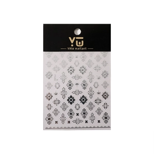 Bohemian gold and silver nail stickers with vintage floral patterns for DIY nail art
