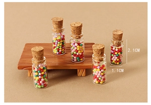 Miniature glass jars with colorful candy beads for dollhouse DIY craft decoration