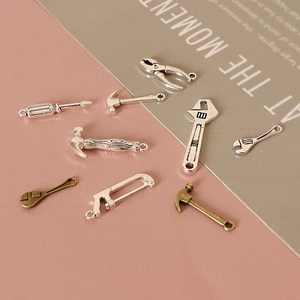 Miniature Alloy Tool Charms For Dollhouse DIY Crafting Hammer Wrench Pliers Screwdriver Saw Vintage Metal Pendant Accessories