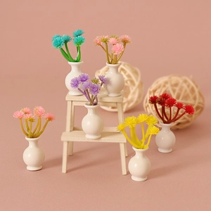Miniature Dollhouse Flower Vase Model Simulation Plastic Micro Landscape Potted Plant Decoration Accessories For Desk Office Home
