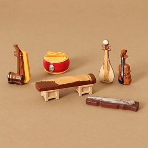 Set de instrumentos musicales en miniatura de resina con erhu, piano, guitarra y pipa