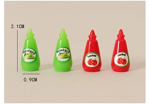 Mini bouteilles de ketchup et moutarde de 2,1cm en résine pour décoration de maison