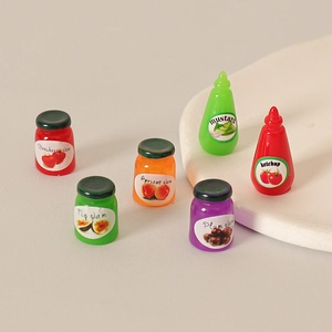 Ensemble de 6 bocaux miniatures de confiture et condiments pour maison de poupée