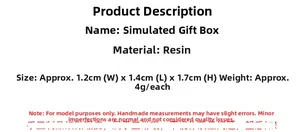Spécifications de la boîte cadeau miniature en résine pour maison de poupée 1,2x1,4x1,7cm