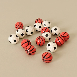 Miniature sports ball models including basketball and football for DIY dollhouse decor