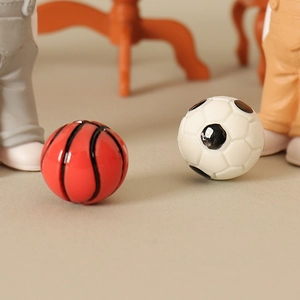 Miniature resin basketball and soccer ball decor for dollhouse DIY creative toy models