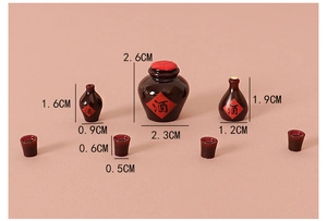 Miniature vintage brown wine bottles and cups set for DIY resin crafts and decor