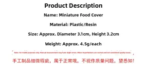 Miniature dollhouse food cover model made of resin, diameter 3.1cm and height 3.2cm