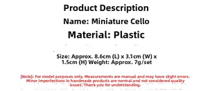 Detailed dimensions and weight specifications for miniature dollhouse cello model