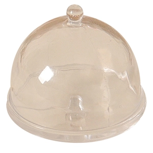 Miniature dollhouse food cover with transparent dome and ball handle for DIY scenes