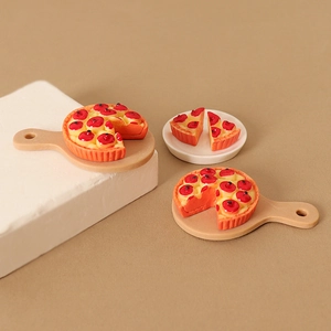 Miniature dollhouse fruit tart models with creative trays for desktop decor
