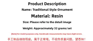 Detail view of miniature Chinese style resin ornament specifications weighing 32g