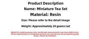 Miniature dollhouse tea set model made of resin, detailed weight 24g specifications