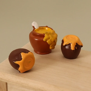 Miniatura Barattolo di Miele in Resina Decorazione Casa delle Bambole Fai da Te Accessori per Capelli Modello Cibo Simulato Set Marrone Giallo