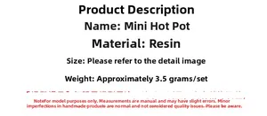 Detailed specs for miniature resin hotpot model weighing 3.5g for DIY dollhouse scenes