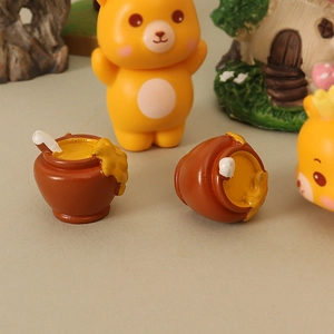 Mini barattolo di miele e statuetta di orso in resina per decorazione casa bambole